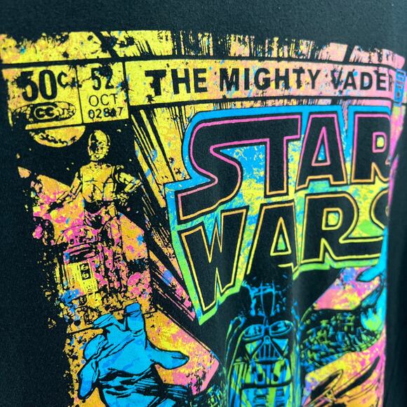 Star Wars LARGE The Mighty Vader Comic Book Graphic Tee Shirt T-Shirt Mens Black - Picture 7 of 9
